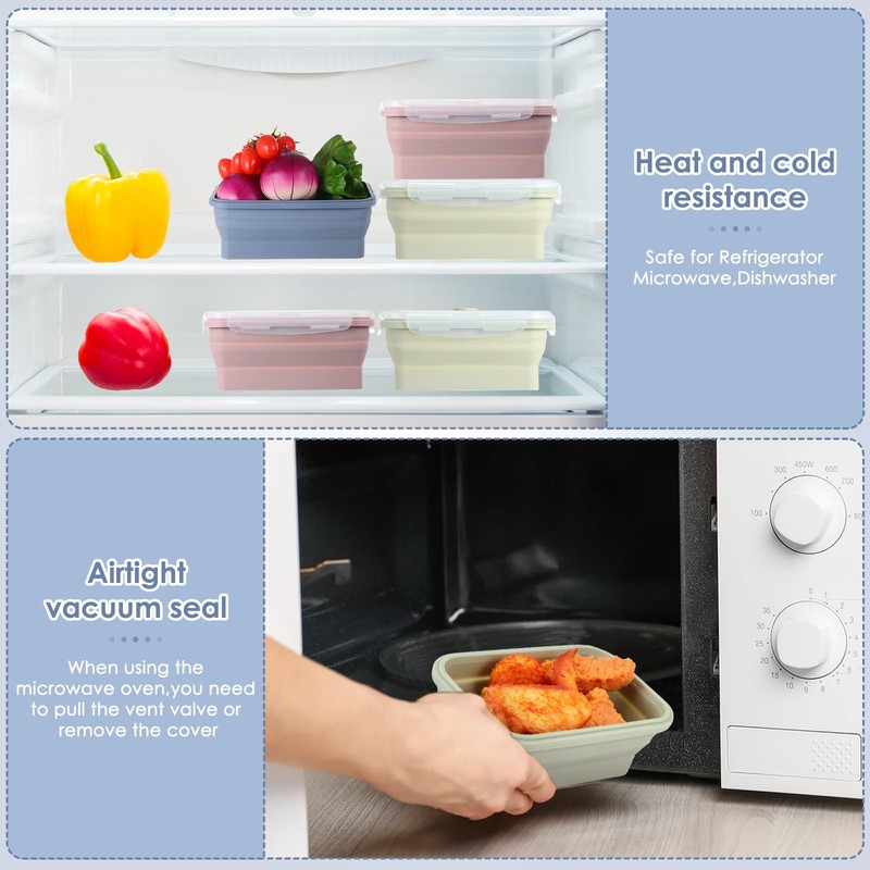 Mifoci 6 Pcs Silicone Containers for Food Collapsible Food Storage
