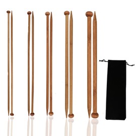 10 Pcs Bamboo Knitting Needles Set, Smooth Wooden Knitting Needles with Velvet Storage Bag, Perfect for Scarves, Hats and Baby Sweaters, Includes 5 Sizes for Various Knitting Projects