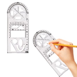 ZHEJIA Ruler, Multi-functional Geometric Ruler, Multi-functional Drawing Ruler, Multi-functional Drawing Universal Ruler, Multifunction Geometric Transparent, Rotating Angle Circular Ruler, Angle