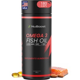 Nuboost Omega 3 1000mg - 180 cápsulas Aceite de Salmon Puro - Omega 3, fish oil EPA y DHA - HECHO EN USA (1)