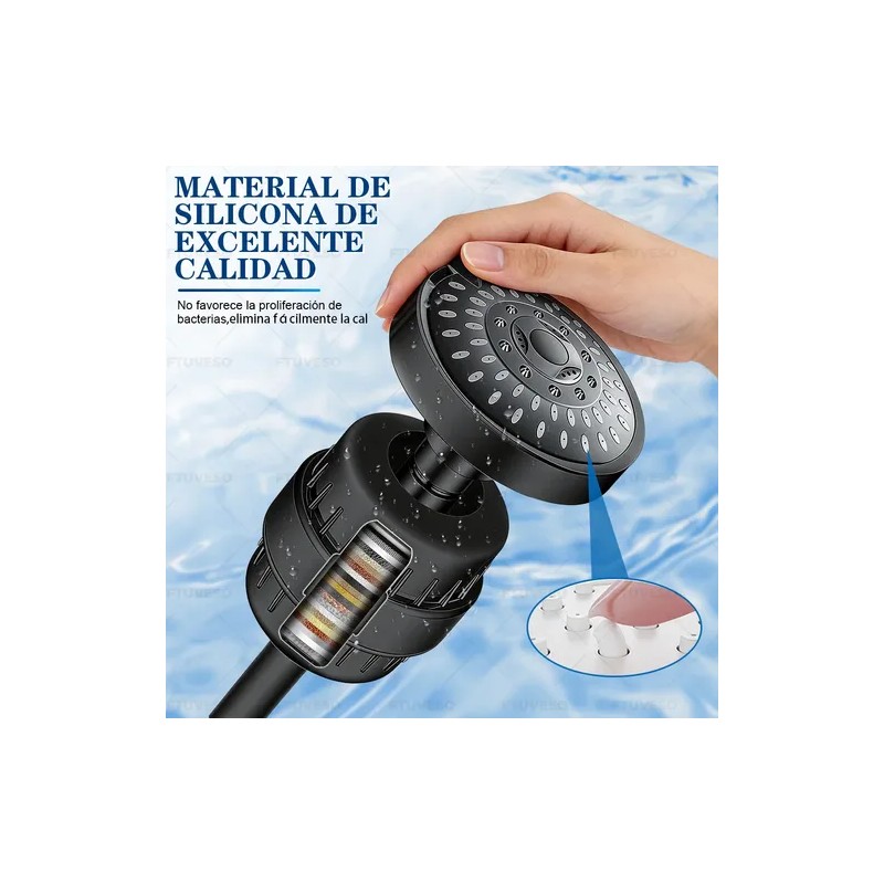 Cabezal De Ducha Regadera Parabaño 5modo Alta Presión Filtro