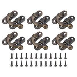 sourcing map 6 Pcs Vintage Lock Clasp, 27 x 32mm Mini Swing Arm Clasp Latch Left Latch Hook Hasp with Screws for Jewelry Box Suitcase Toolbox Wooden Case, Bronze