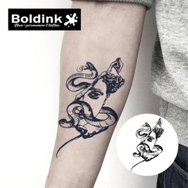 Boldink Temporary Tattoos, semi permanent tattoos, 15-day long lasting tattoo sticker, waterproof and anti-reflective, unique design(Snake and Woman)