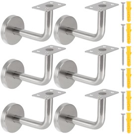 ZOENHOU 6Pack Stainless Steel Handrail Brackets, Flat Handrail Brackets, Stairway Hardware Railing Brackets Handrail Holders with Mounting Screws for Home Decor Shopping Malls