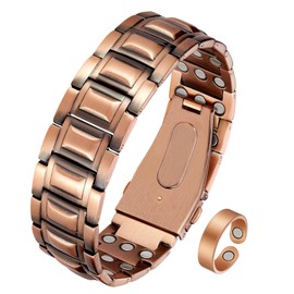 Jecanori 3X Lymph Drainage Copper Magnetic Bracelet for Men, Copper Bracelet with 57pcs Ultra Strength Magnets(3500 Gauss). Adjustable Wristband Brazaletes with Removal Tool&Jewelry Gift Box