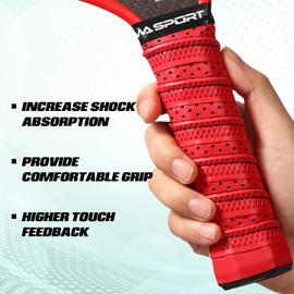 AMA SPORT Pickleball Paddle Grip Tape 2 Pack Pickleball Overgrip Replacement Grip Wrap for Pickleball Rackets Anti-Slip Grip Ridge Easy Installation and Long-Lasting Performance (Red)