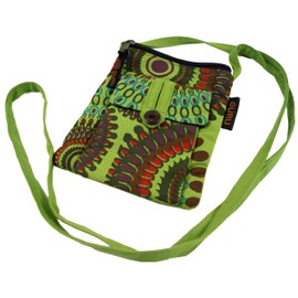GURU SHOP Neck pouch, wallet, black, men/women, cotton, 17 x 13 x 1.5 cm, wallets, Green, Casual