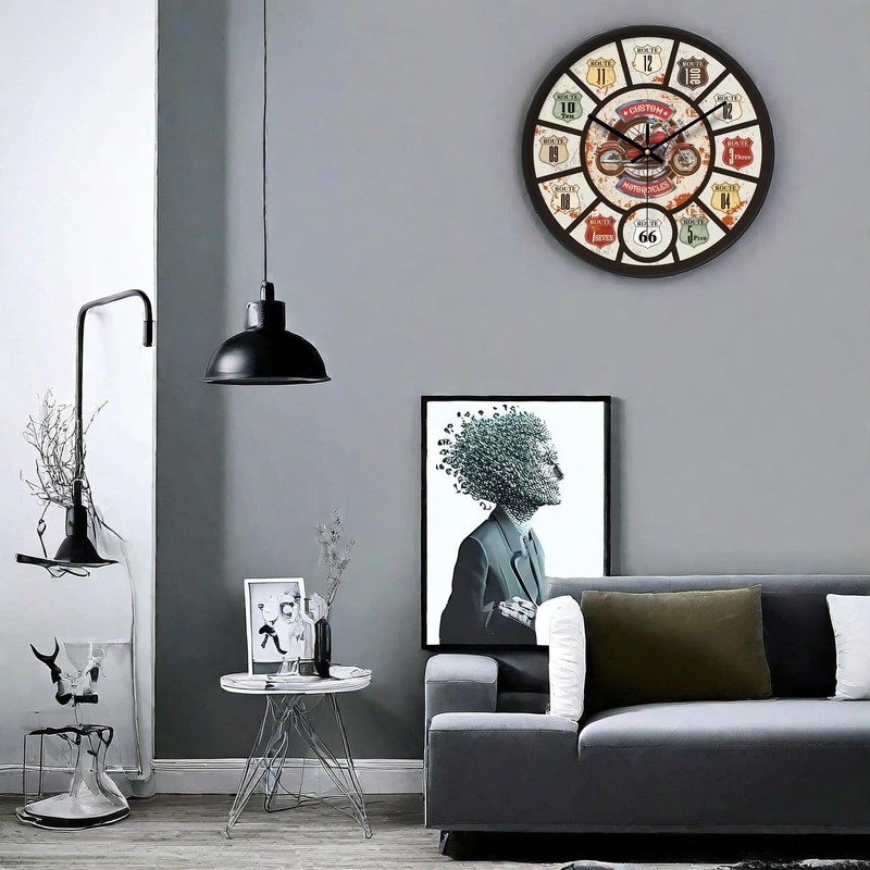 NUOVO 12 Inch Vintage Wall Clock Motorcycle Wall Clock with