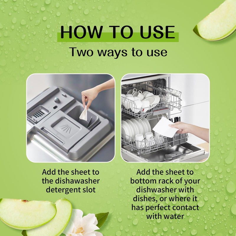 YUCO Dishwasher Detergent Sheets 100 Loads, Liquid-Free Dish Soap Cleaner