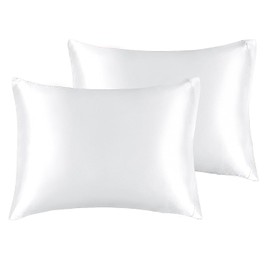BEDELITE Satin Pillowcase for Hair and Skin, Super Soft and Cooling Similar to Silk Pillow Cases 2 Pack with Envelope Closure, Gift for Women Men(13"x18" Toddler Size, White)