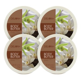 DELON Intense Moisturizing Body Butter, Smooth Vanilla with Shea Butter, 6.9 oz (Pack of 4)
