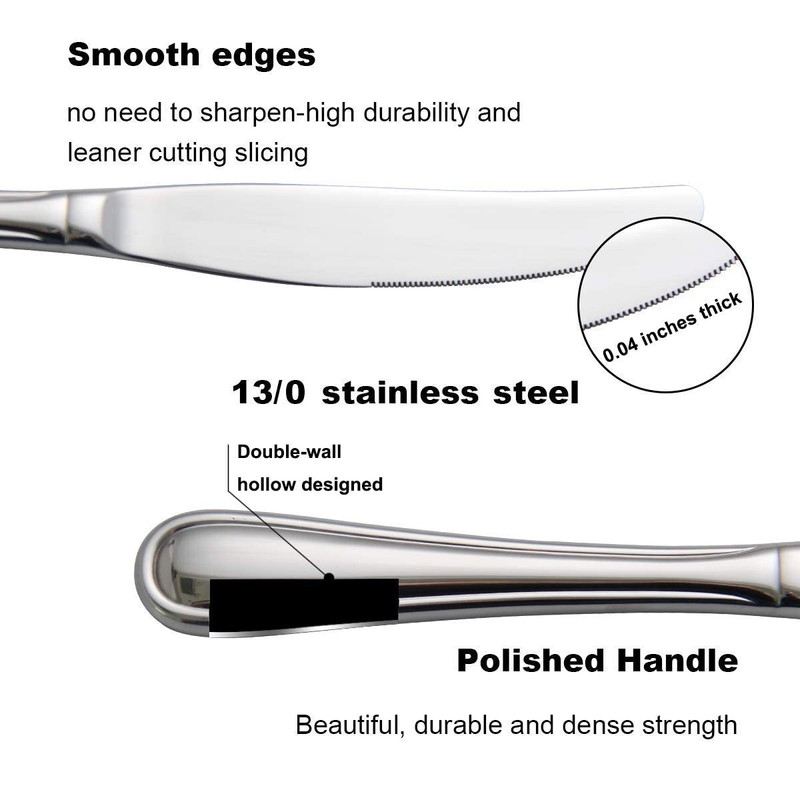 faderic Dinner Knives 12pcs Set with Hollow Handle Table Knife