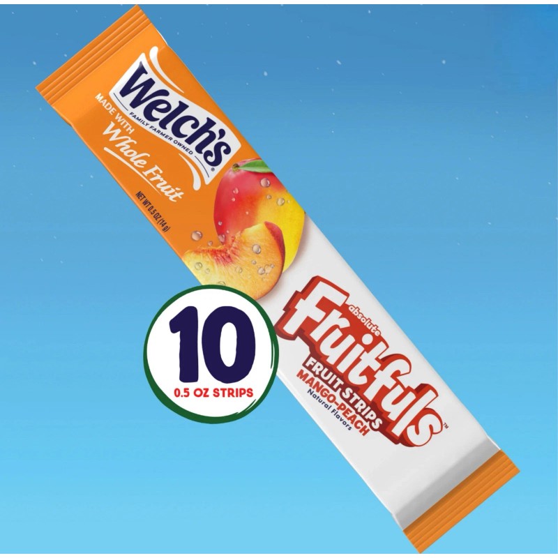 Welch's 🟠 New Welch’s Fruitfuls Fruit Strips Mango Peach Whole