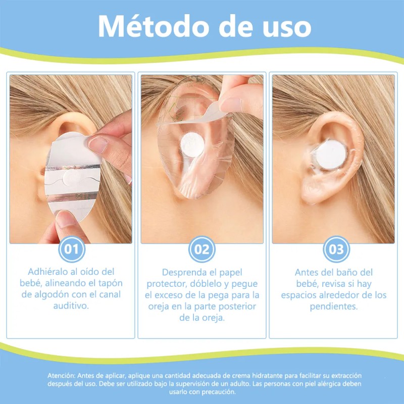 Parches Impermeables Para Oídos 60 Uds Ajuste Hermético Baño