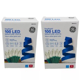 GE NEW - GE 100-Count 24.7 Ft StayBright LED String Lights Christmas White Lot Of 2