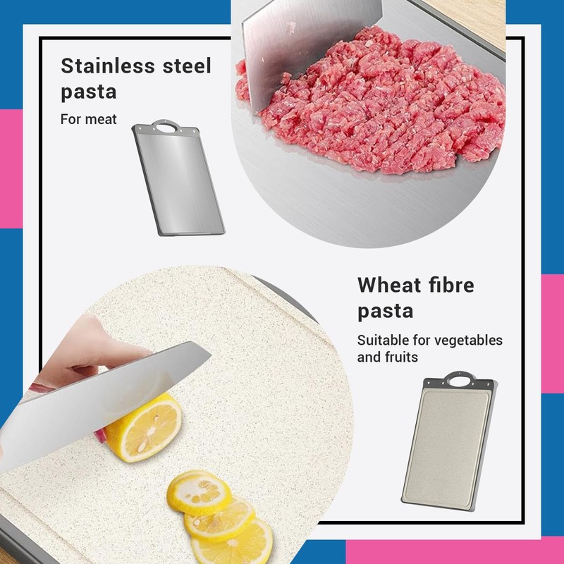 Leogony Double-Sided Titanium Chopping Board, Stainless Steel Cutting Board for