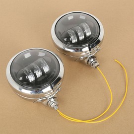 XMT-MOTO 4-1/2" 4.5" LED Auxiliary Fog Passing Light & Housing Bucket for Harley