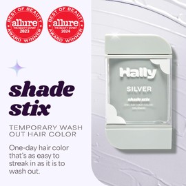 Hally Hair Hally Hair Temporary Hair Color, Shade Stix (Silver) - 12 ml Washable Hair Chalk for Kids, Teens & Adults - One Day Pop of Color for Festivals, Sporting Events & Parties, All Hair Types