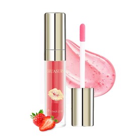 Qwesury Warm Lip Oil, Fruit Scent, Color Changing Lip Gloss, Moisturizing, Glossy, Lip Care, Warm Color, Fluffy Lip Oil (03, Strawberry)