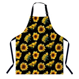 BGBDEIA Sunflowers Kitchen Apron for Women Men, Adjustable Apron Chef Bakers Apron Cooking Apron Cooking Baking Gardening