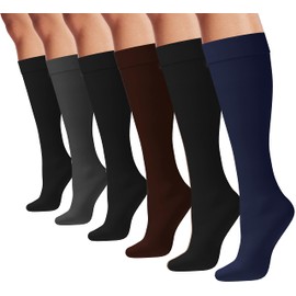 Winterlace - Calcetines de vestir para mujer, 6 pares de calcetines sedosos de nailon hasta la rodilla, elásticos opacos, Surtido #2, One Size