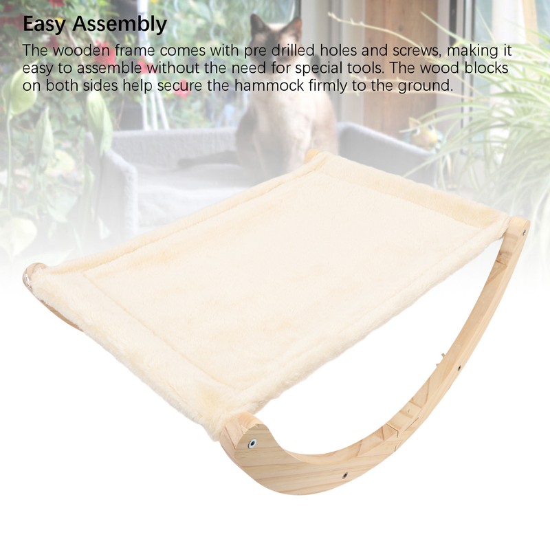 Wooden Cat Hammock Foldable Antislip Easy To Assemble Elevated Pet