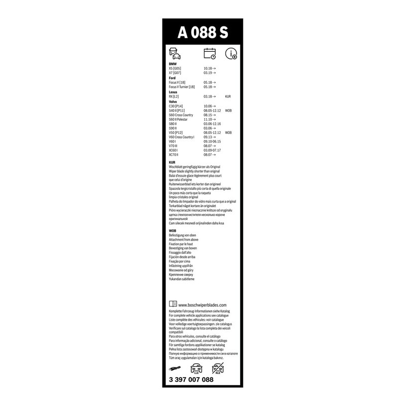 BOSCH 3397007088 AeroTwin OE Replacement Wiper Blades Driver & Passenger