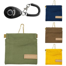 VTOPVMAX Dog Treat Pouch with Training Clicker, Treat Pouches for Pet Training, Cotton and Linen Dog Training Treat Pouch (Green)