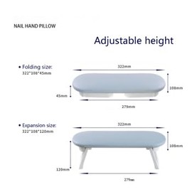 Nail Arm Rest, Foldable PU Leather Hand Rest for Nails Tech, Professional Nail Hand Rest Stand with PVC Non-slip Table Mat, Hand Rest for Nails for Manicure at Home and Salon, Light Blue