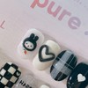 ❷⓿❷❸Black RabbitHandmade Nail Tips - Short Almond / ❷⓿❷❸흑토끼수제네일팁 -