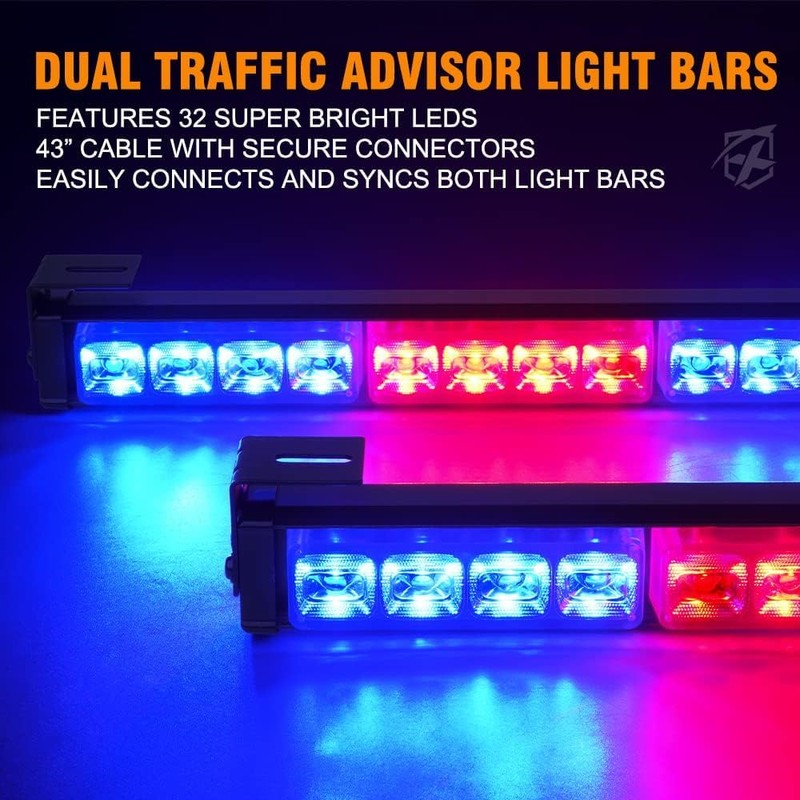 Xprite Red & Blue LED Emergency Strobe Dash Lights, Interior