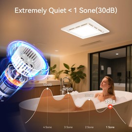 welnek 12In Bathroom Exhaust Fan with Light, 144CFM 35W Quiet Bathroom Ceiling Vent Fan With Led Light Combo, 2-In-1 12W 6500K Bath Night Ventilation for Bathrooms, Toilets, Hotels