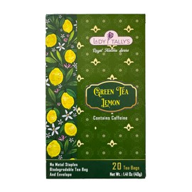 Herbal Cup Tea - Lady Tallys Green Tea Lemon, Rich Flavor and Aroma for Daily Indulgence, Caffeinated, Enjoy Hot Cold Summer Winter, 20 Teabags (Pack of 1)
