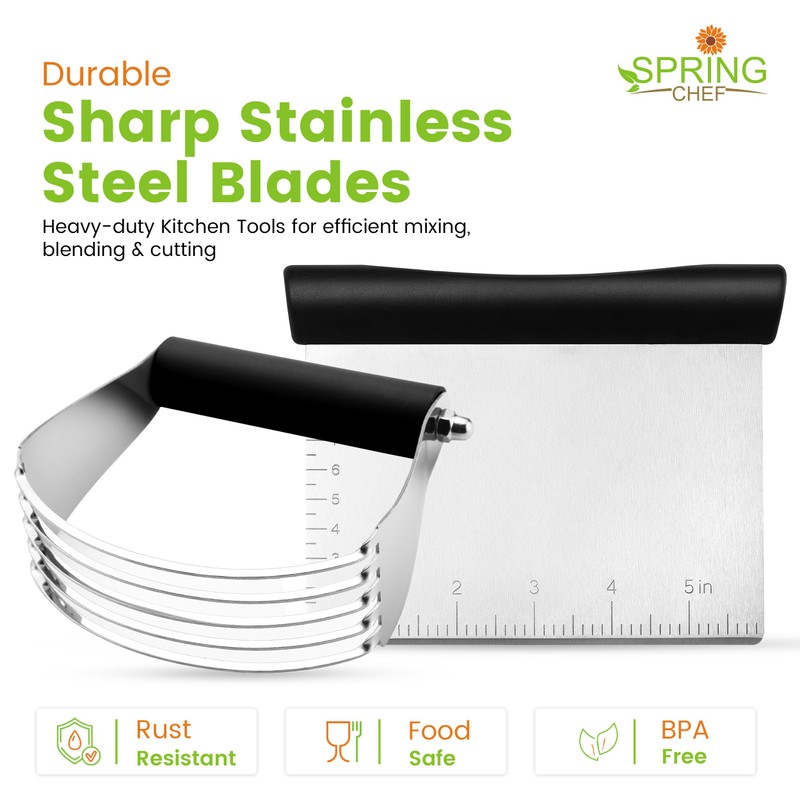 Spring Chef Dough Blender & Pastry Cutter Tool, Stainless Steel