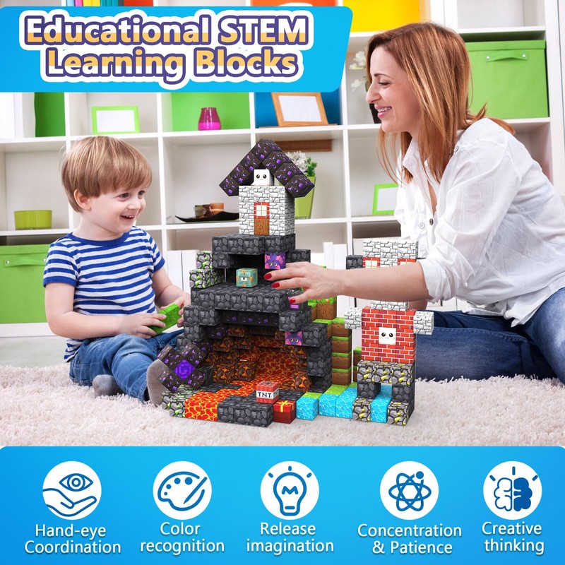 ANDENLEY 150PCS Magnetic Blocks, Magnetic Building Blocks Cubes, Magnet Tiles