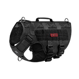 OneTigris No Pull Tactical Dog Harness for Medium Dog, Mesh Design Breathable Military Dog Molle Vests with Handles, Service Dog Vest Harness for Walking Hiking Training