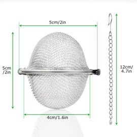 GOYADA 15 Pcs 2 Inch Tea Strainer Ball, Stainless Steel Tea Infuser, Tea Strainer Fine Mesh with Extend Chain Hook for Loose Tea, Rose, Spices & Seasonings