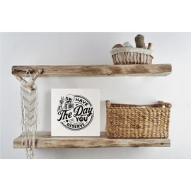 KEUSPI Skull Decor Have the Day You Deserve Goth Decor Skeleton Decor, Inspirational Saying Wood Block Plaque Box Sign, Skull Motivational Quotes Desk Decor for Home Office Wall Tabletop Shelf 5x5