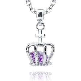 Queen Crown Pendant, Openwork Crown Purple Zircon Pendant, Delicate Necklaces Jewellery Gift for Girls Mom Friend Sister