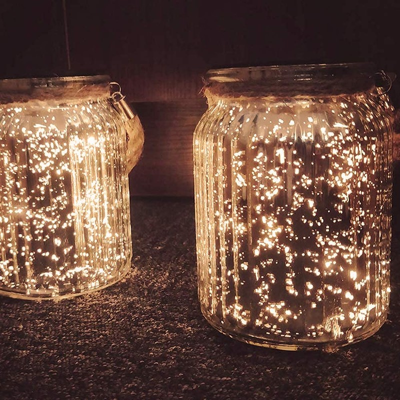 Hanging Solar Lantern Outdoor,Solar Lights Mercury Mason Jar Glass Hanging