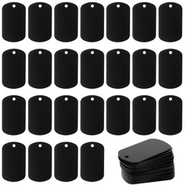 25Pcs Metal Stamping Blanks, Aluminum Blank Dog Tags Black Metal Tags for Laser Engraving and Stamping Rectangle Engraving Blanks Keychain for DIY Decorative Craft