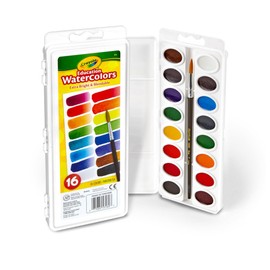 Crayola Watercolor Paint Set (16 Count), Washable Paint for Kids, 1 Paint Brush, Arts & Crafts Supplies, Assorted Colors, Ages 4+