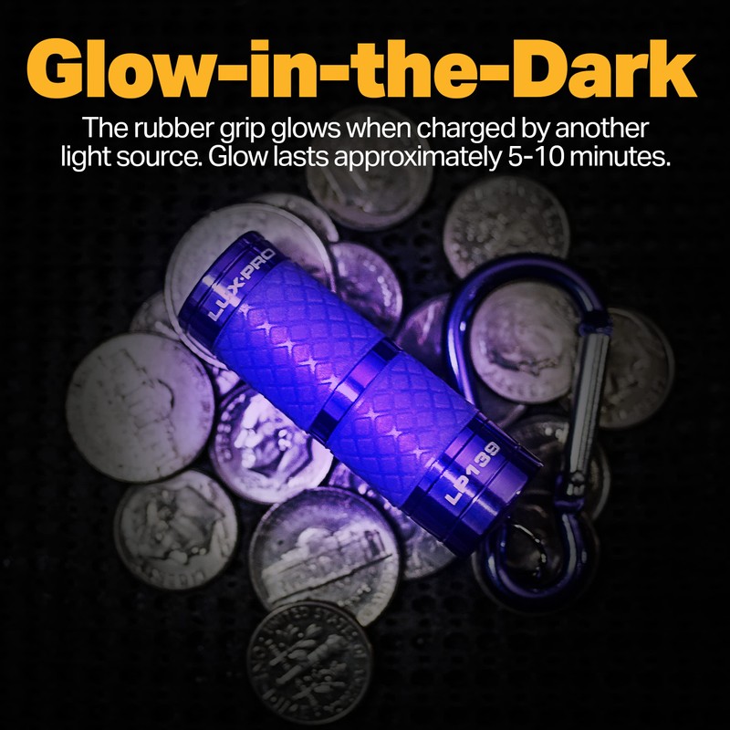 LUX-PRO LP139 Glow-in-the-Dark Key Chain LED Flashlight (16 Pack)