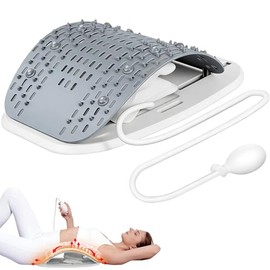 Tabla de soporte lumbar para camilla de espalda, dispositivo neumático ajustable de descompresión para la zona lumbar, herramienta de estiramiento diario con 10 imanes y 90 puntos de masaje par