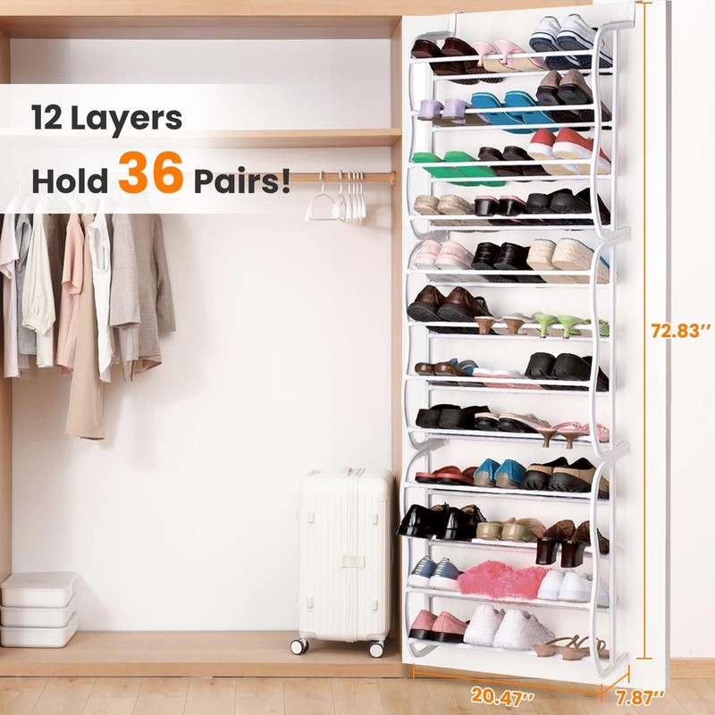 Zorpupoa 36 Pair Over The Door Shoe Rack Holder, 12