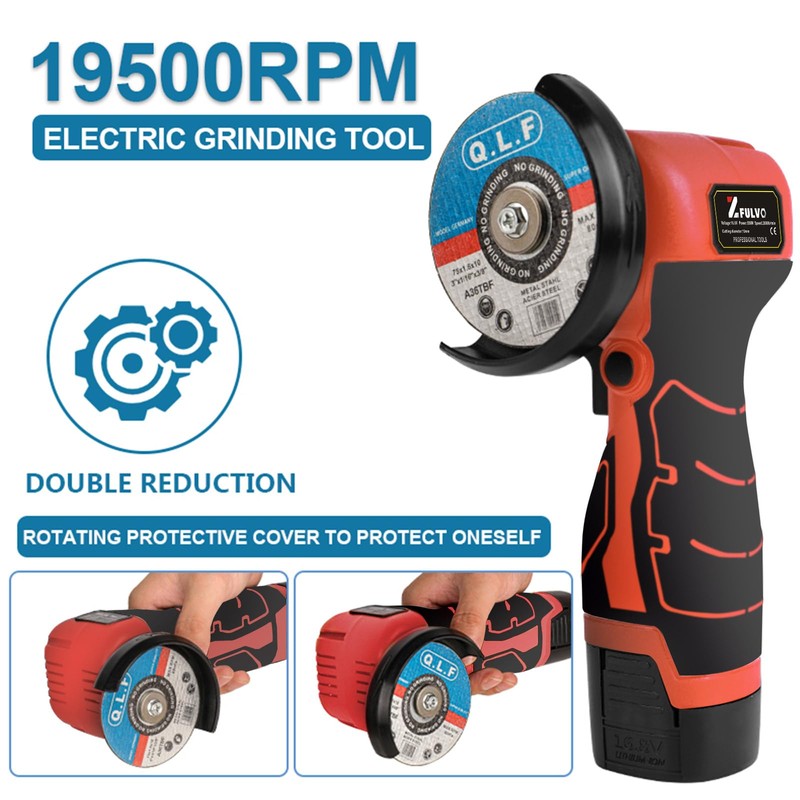 ZFULVO Cordless Brush Angle Grinder Kit, 19500rpm Mini Electric Angle