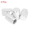 X AUTOHAUX 4pcs Silver Tone Tire Stem Valve Caps Wheel