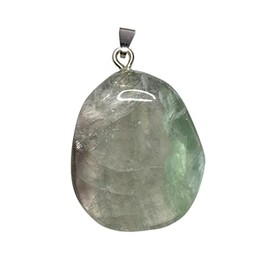 KRIO Fluorit Scheibenstein Therapiestein als Anhänger mit Silberöse