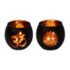 Glass Om Candle Holder Set - 2 Pcs Black Diwali