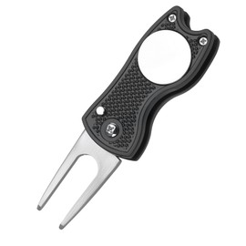 kclkda Golf Divot Repair Tool, Pitch Mark Repair Tool with Pop-Up Button & Magnetic Ball Marker Lightweight and Portable Metal Foldable Mini Pitch Repairs Tools Mini For Golf Course Maintenance